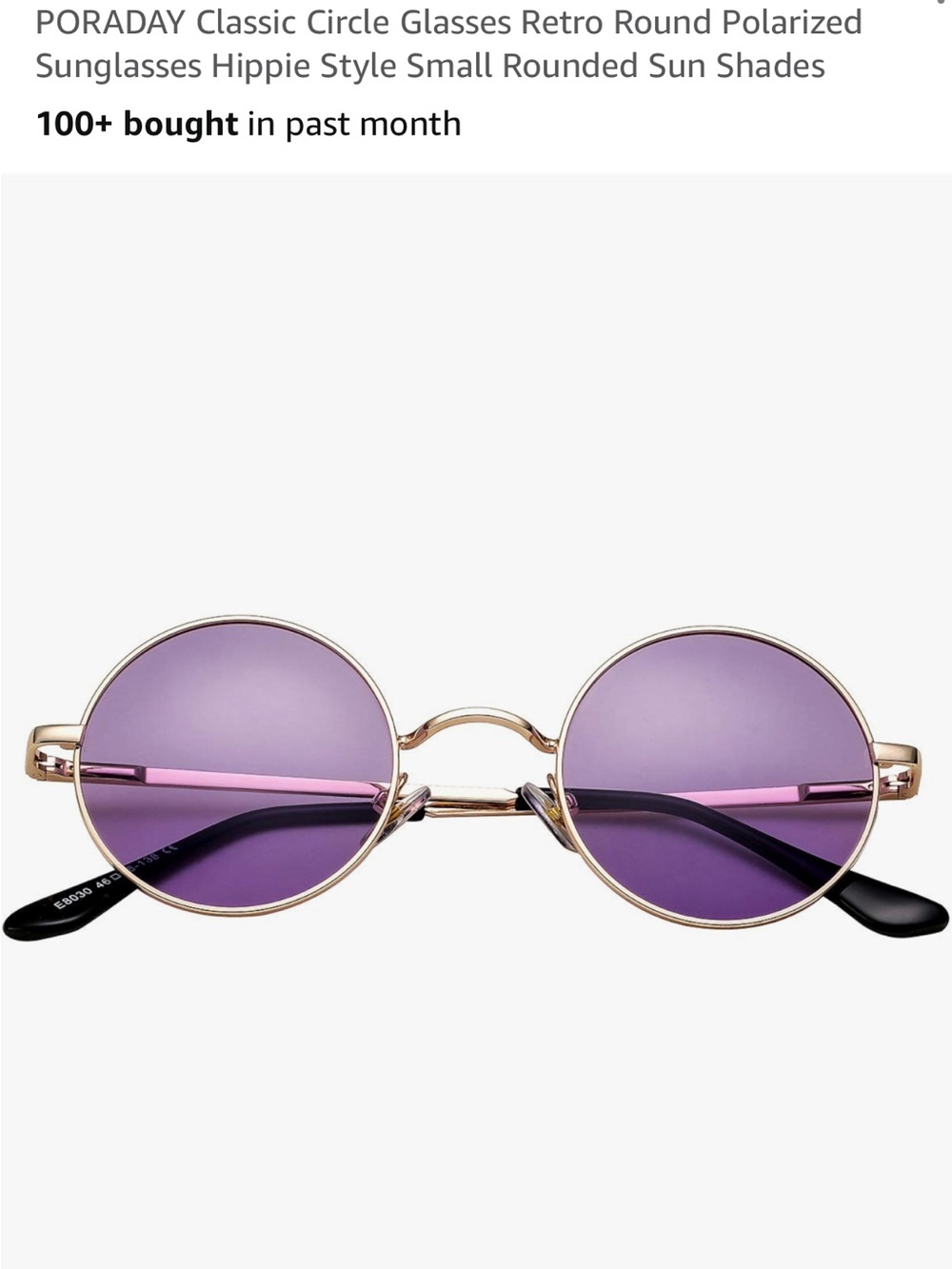 Purple and Gold Round Polarized Sunglasses - Picture 7 of 7